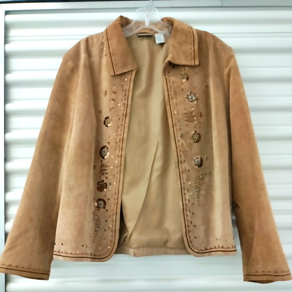 Chicos Leather Blazer Size 1 Equivalent To A Size 8-10
